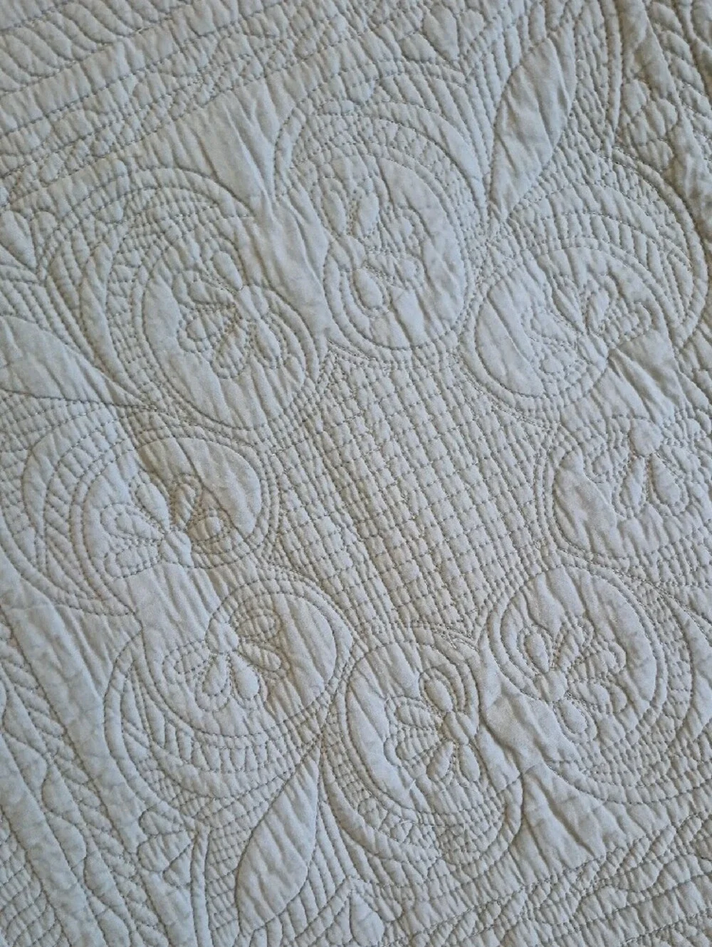 Light Blue Quilted Bedspread - Classic Floral Pattern